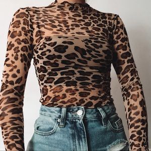 Mesh Cheetah High Neck Versatile Top/Dress